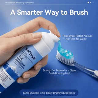 Foaming gel toothpaste pump dispensing directly onto a toothbrush