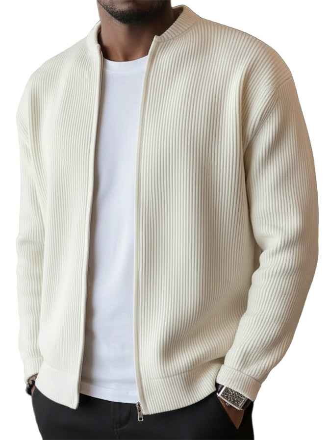 UrbanRib – Men's Ribbed Stand-Collar Zip-Up Jacket