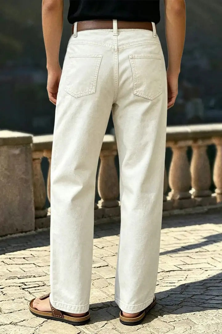 StitchLine – 🔥 Solid Stitch Detail Patch Pocket Mid-Rise Straight-Leg Pants