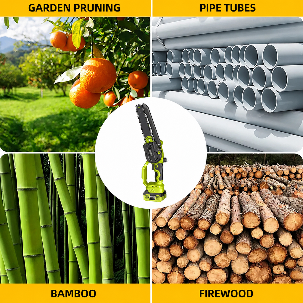 LimbReach – 🔥🌳 2-in-1 Mini Chainsaw: Cordless Electric Pruning Saw with Telescopic Pole & 21V Batteries