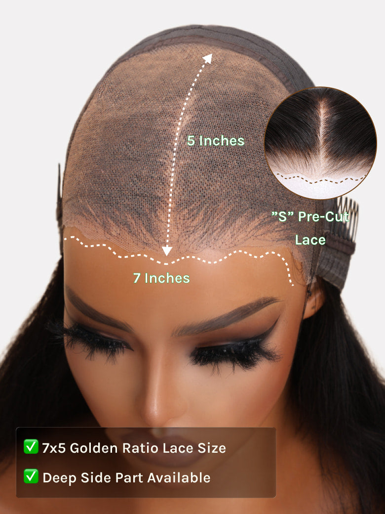 ChestnutGlide – Ombre Chestnut Brown Yaki Straight 7x5 Glueless Human Hair Wig with Drawstring