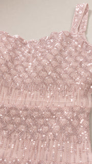 SequinSiren – Sleeveless Tiered Mermaid Evening Gown