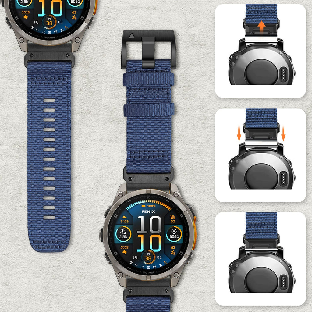 TrailWeave – Nylon Canvas Strap for Garmin QuickFit 20/22/26mm Watches