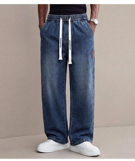 Men's stretch waist cargo jeans wide leg