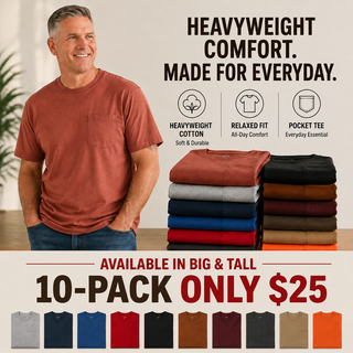 CottonEase – 🔥 Men’s Heavyweight Cotton Pocket Tee Packs | Regular & Tall