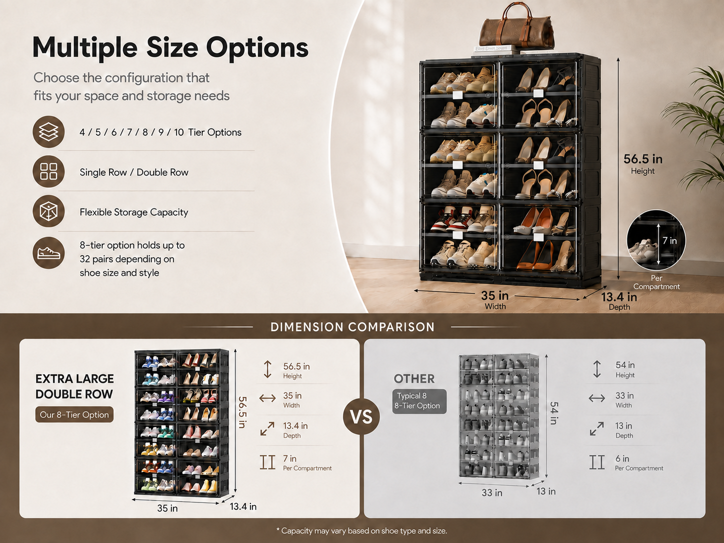 ClearStack – Foldable Shoe Organizer with Magnetic Doors