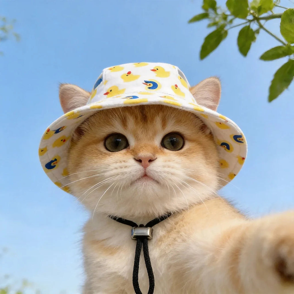 PawShade – Adjustable Wide-Brim Sun Bucket Hat for Dogs & Cats