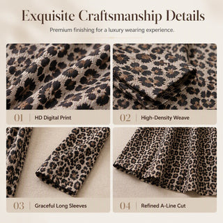 ✨ LeopardGrace – Women’s Leopard Print Long-Sleeve Maxi Dress