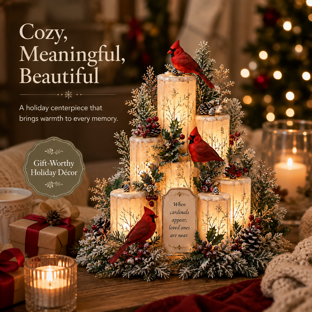 CardinalGlow – Memorial LED Candle Centerpiece