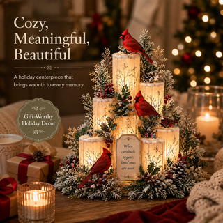 CardinalGlow – Memorial LED Candle Centerpiece