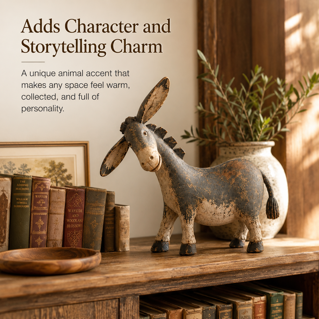 DonkeyCharm – Rustic Resin Figurine for Farmhouse Decor