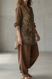 NatalieDrape – Women's Vintage Paisley Shirt and Trouser Set