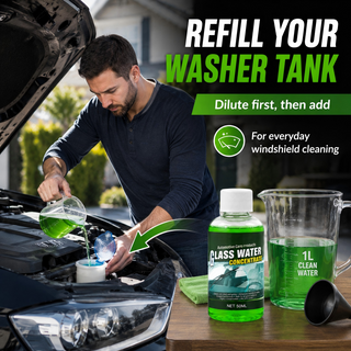 ClearDrive – 🥳💧✨Glass Concentrate: 10 ml Makes 1 L, Cuts Bugs & Grime, Streak-Free 🚗💪