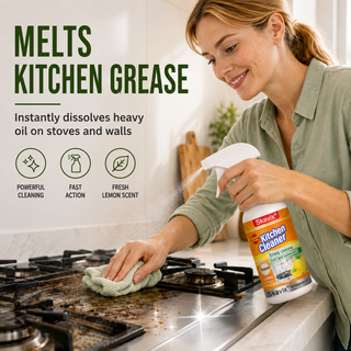 Easy kitchen grease cleaning experience with Qunexxa Kitchen Cleaner