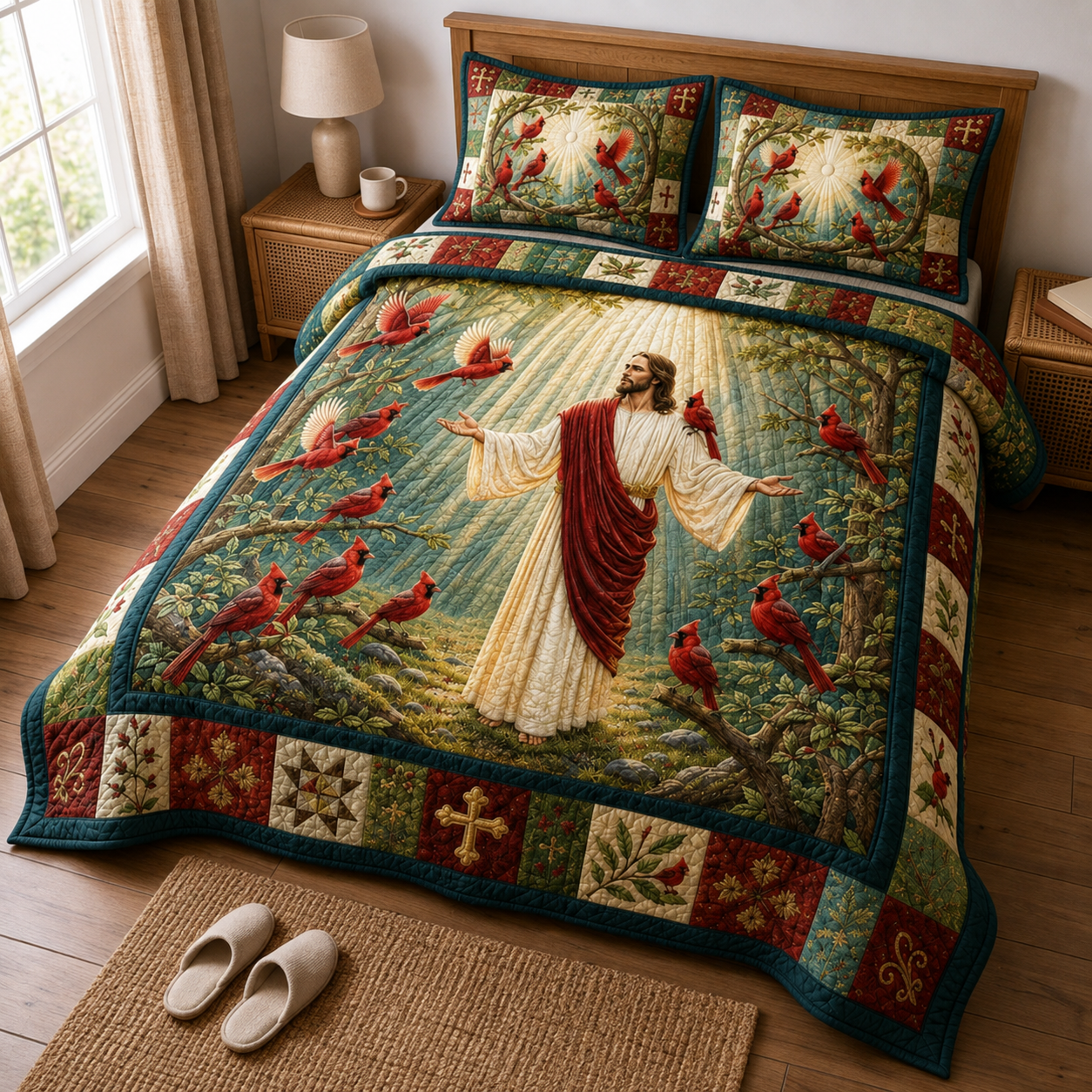 GraceQuilt – Surrounded By His Grace 3-Piece Quilted Bedding Set