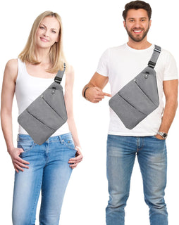 SlimGuard – Grey Anti-Theft Crossbody Sling Bag, Tear-Resistant Polyester Travel Bag