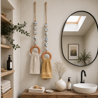 TerraLoop – Decorative Beaded Towel Hanger with Wooden Ring