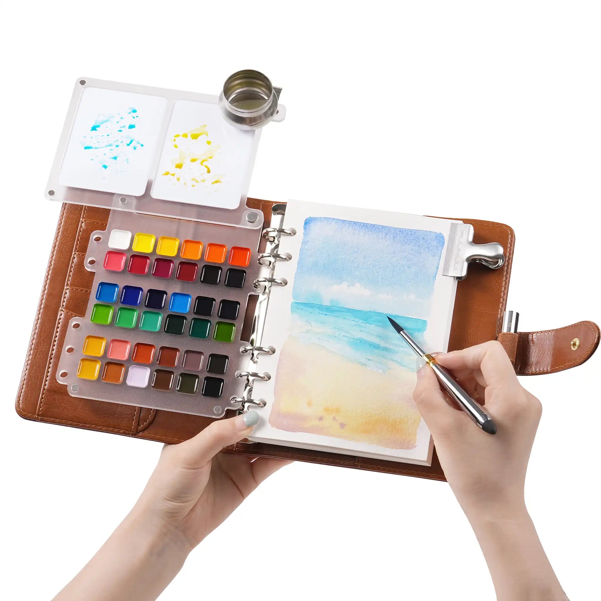 WanderPalette – Ring-Bound Watercolor Travel Set with Cotton Paper