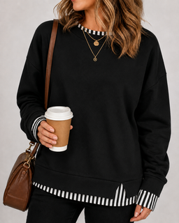LayerEase – Women’s Faux Two-Piece Crewneck Sweatshirt