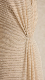GlimmerDrape – Sequin Long Sleeve V-Neck Maxi Dress