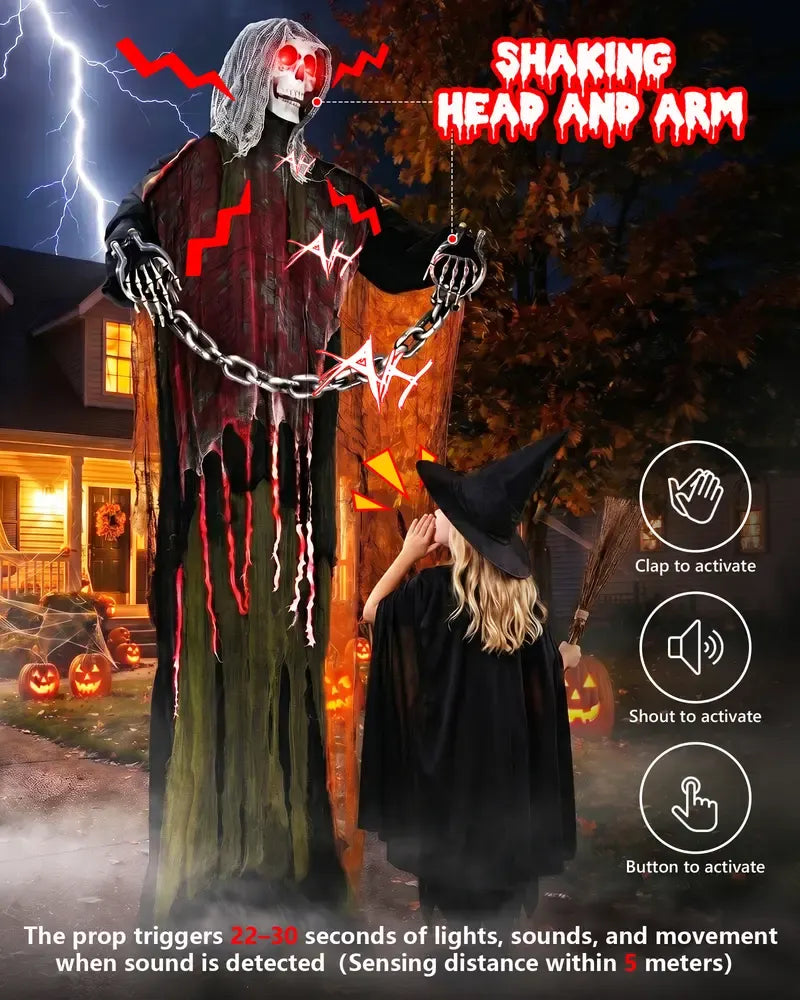 👻 HauntRattle – 6 ft (182.9 cm) Animated Halloween Skeleton Ghost