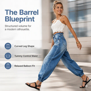 ✨BarrelEase – Women's High Waisted Stretchy Barrel Jeans