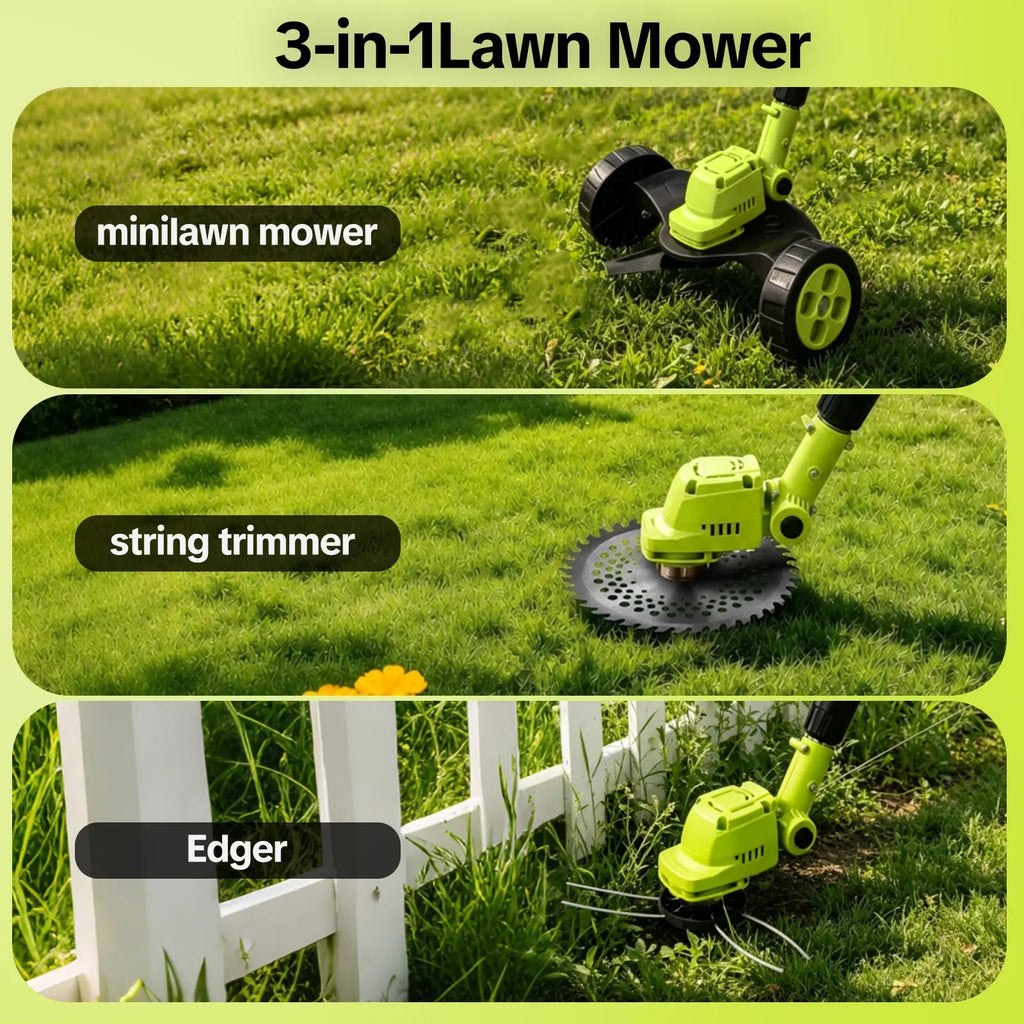 TrimTrio – 3-in-1 Cordless Lawn Mower, Grass Trimmer & Edger with 21V Batteries