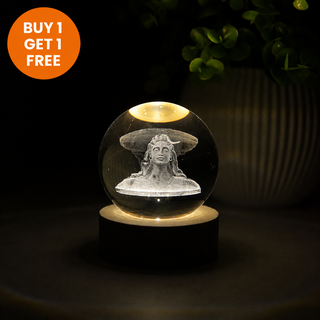 DivineGlow – Laser-Engraved 3D Crystal Deity Night Light with Wooden LED Base