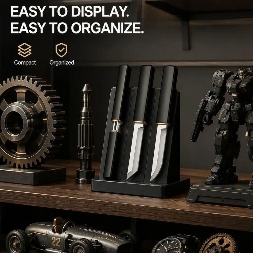 TwinEdge Collector Set – Matte-Black Twin-Blade Mechanical Display Piece
