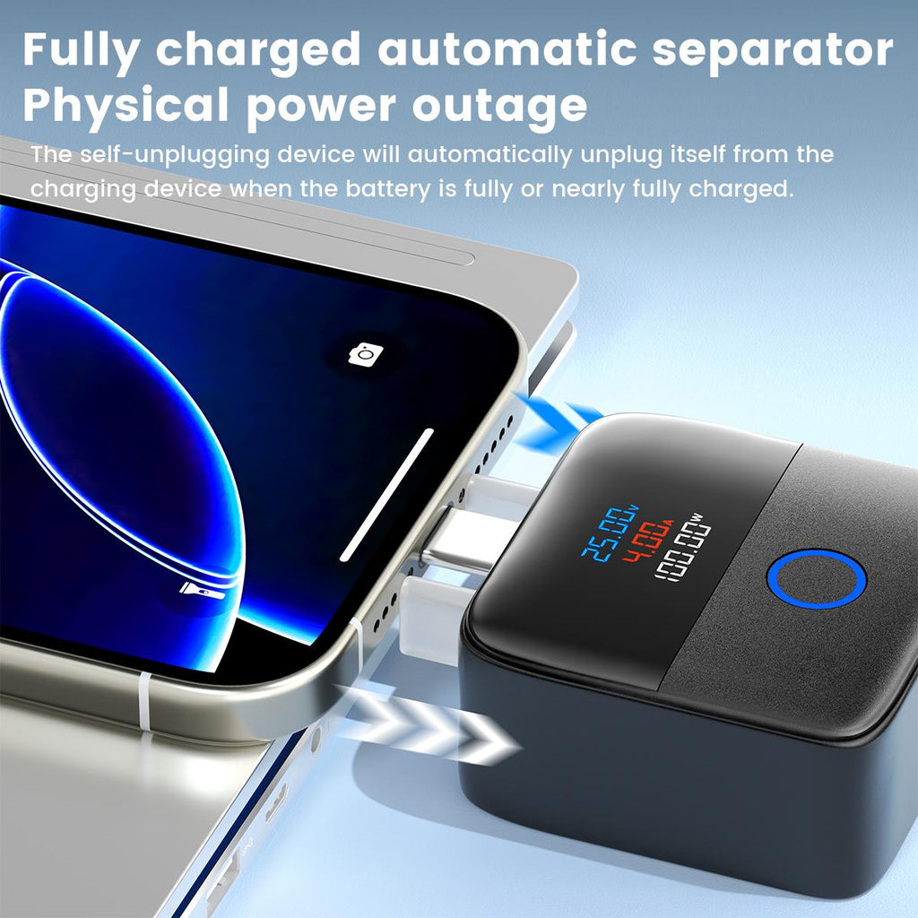 140W Type-C Physical-Disconnect Battery Guard Power Bank - Chargeable Mobile Protection Device with Auto-Eject, Smart Auto-Stop, Anti-Overcharge Tech, Green Light, High Compatibility for Safe Overnight Use, Digital