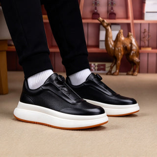 DialStride – Genuine Leather Round-Toe Casual Sneakers