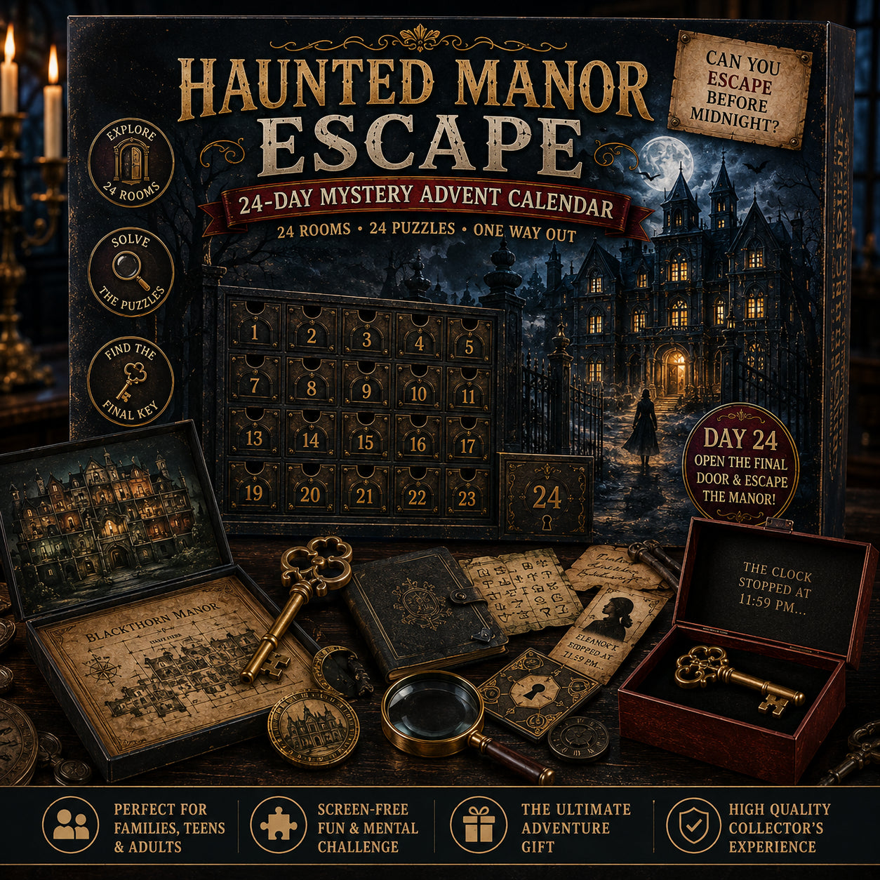 ⏳🎄🔎 ClueQuest – 24-Day Mystery Adventure Advent Calendar