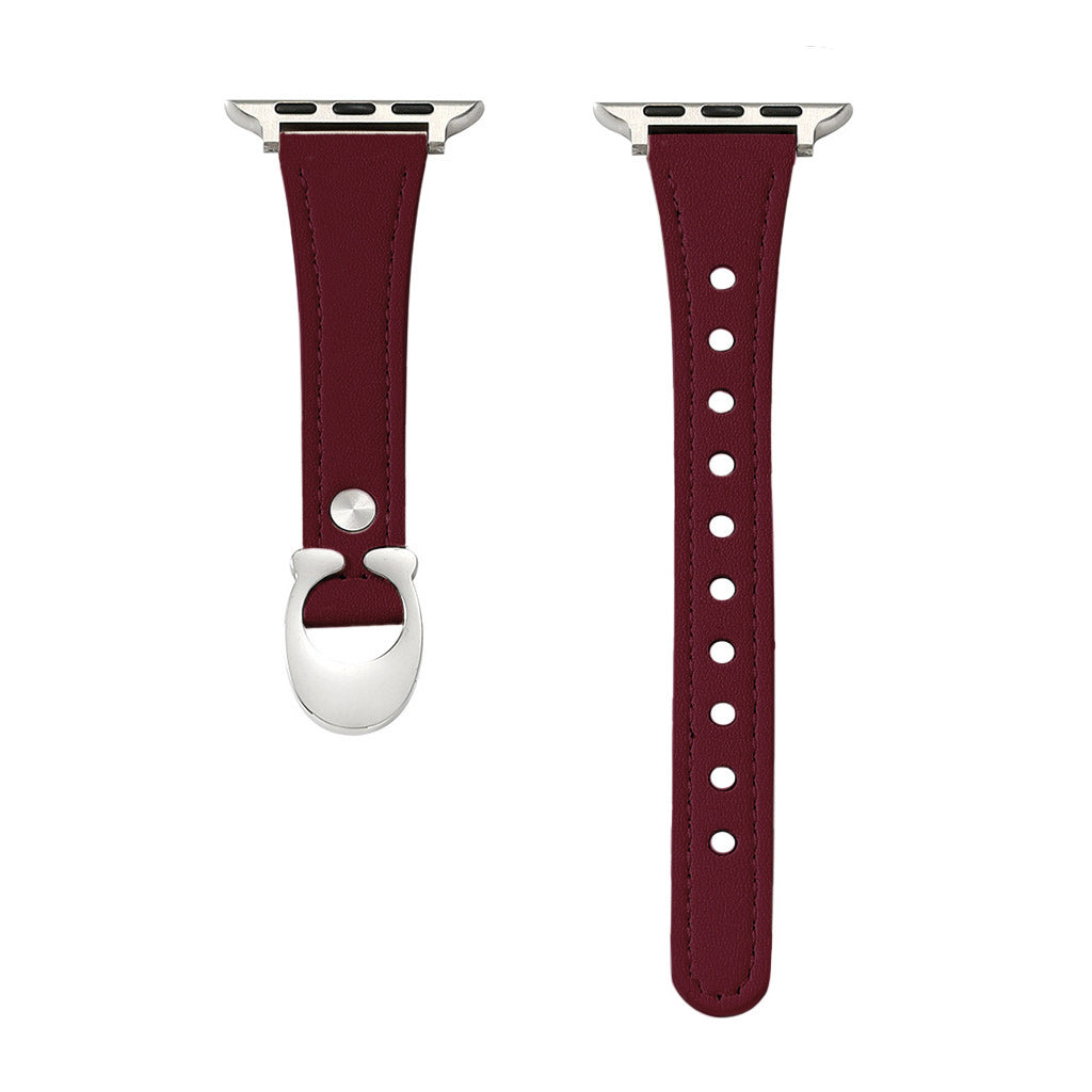 CharmCurve – Slim Genuine Leather Apple Watch Strap with Metal Charm