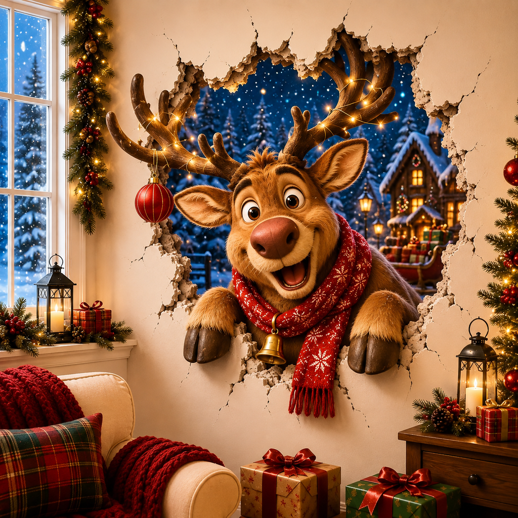 YuleBreak – 🔥 19.7 in (50.0 cm) Christmas Breaking Through the Wall Decal