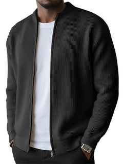 UrbanRib – Men's Ribbed Stand-Collar Zip-Up Jacket
