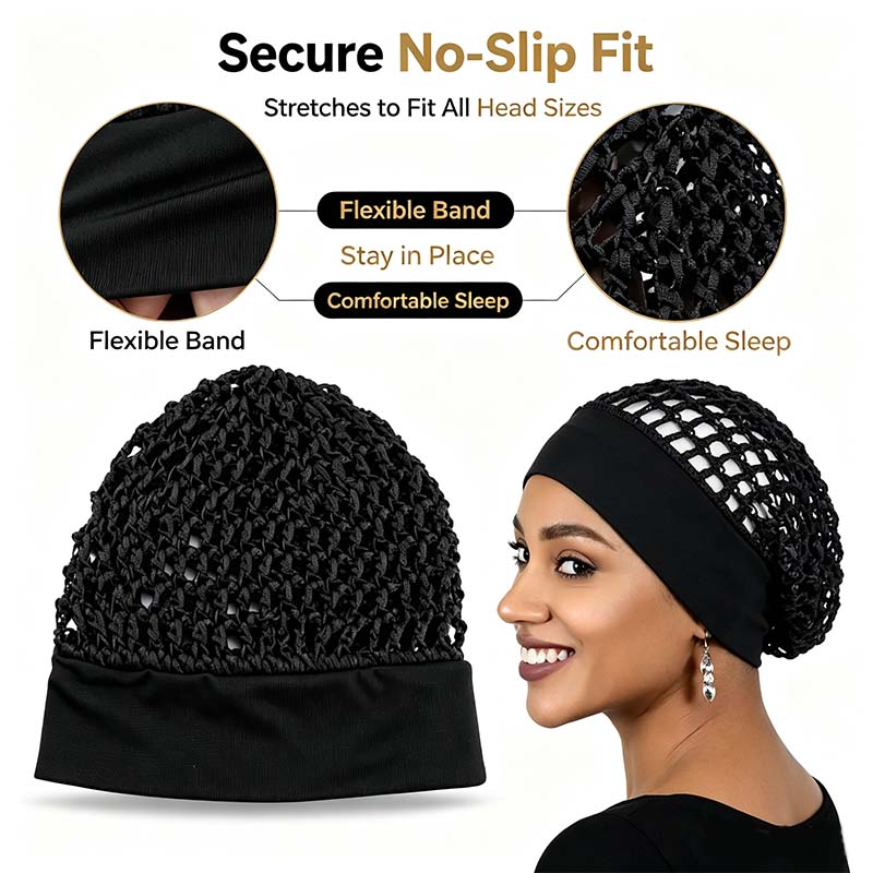SnoozeCrown – 3-Piece Stretchy Wide-Edge Sleep Bonnet Set for Nighttime Hair Care & Beauty💤