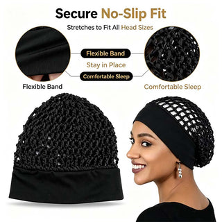 SnoozeCrown – 3-Piece Stretchy Wide-Edge Sleep Bonnet Set for Nighttime Hair Care & Beauty💤