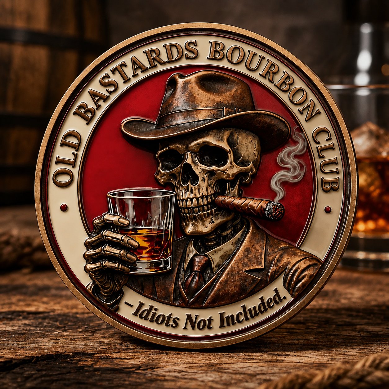 SkullSip – 3D Old Bastards Bourbon Club High-Relief Collectible Coin