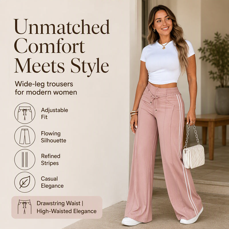 BreezeLine – Women's Wide-Leg Drawstring Pants, Casual High-Waisted Relaxed Fit