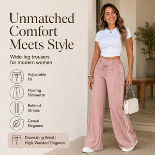 BreezeLine – Women's Wide-Leg Drawstring Pants, Casual High-Waisted Relaxed Fit