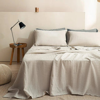 LinenDrift – 100% Linen 4-Piece Bed Sheet Set, Breathable & Moisture-Wicking