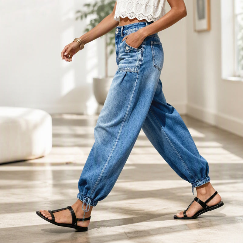 ✨BarrelEase – Women's High Waisted Stretchy Barrel Jeans