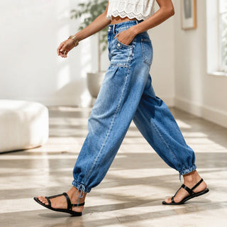 ✨BarrelEase – Women's High Waisted Stretchy Barrel Jeans