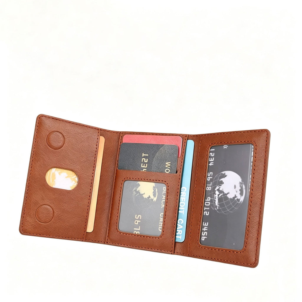 FoldMate – Tri-Fold MagSafe Leather Card Holder & Phone Kickstand