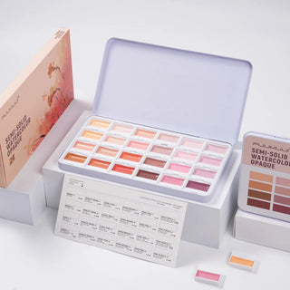 TerraMuse – 24-Color Opaque Watercolor Set in Warm Terracotta