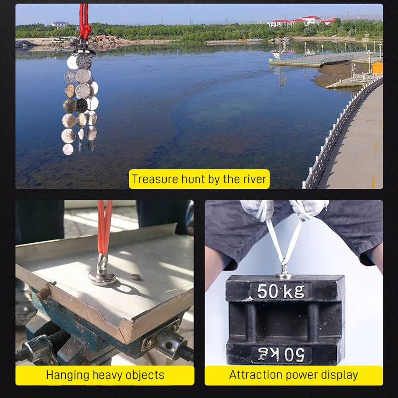 DeepHaul – ⚓ Deep-Water Magnetic Salvage Magnet Set with Rope, Strong Pull, Rust-Resistant & Durable for Underwater Treasure Hunting & Recovery 💰