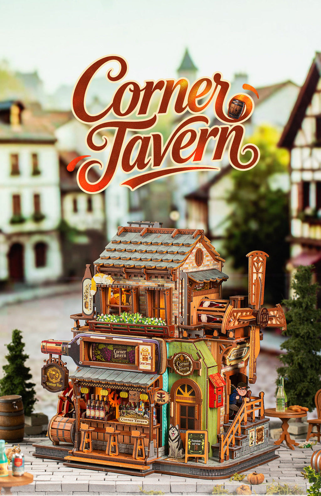 Corner Tavern finished mechanical DIY miniature house