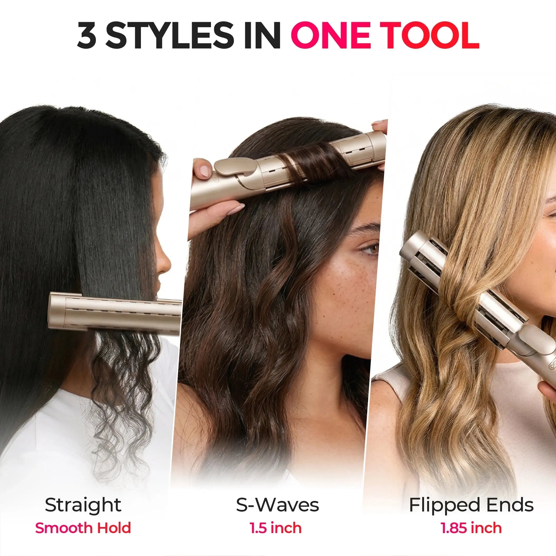 CurlShift – 2-in-1 Adjustable-Barrel Hair Straightener & Curler with Cool Airflow