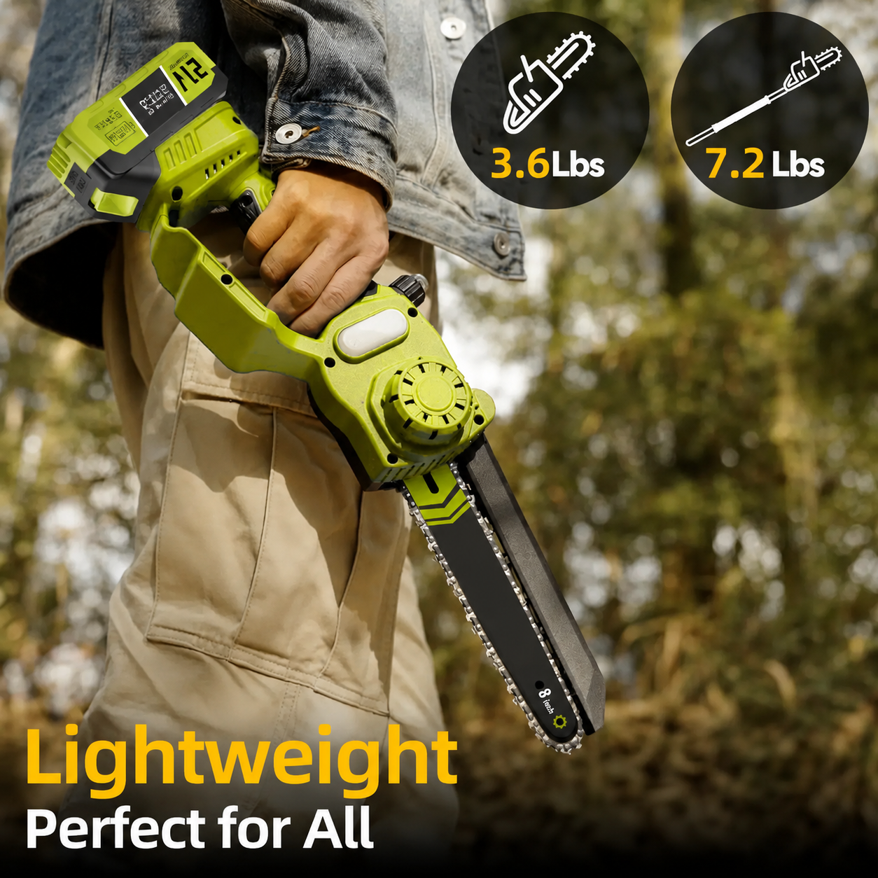 LimbReach – 🔥🌳 2-in-1 Mini Chainsaw: Cordless Electric Pruning Saw with Telescopic Pole & 21V Batteries