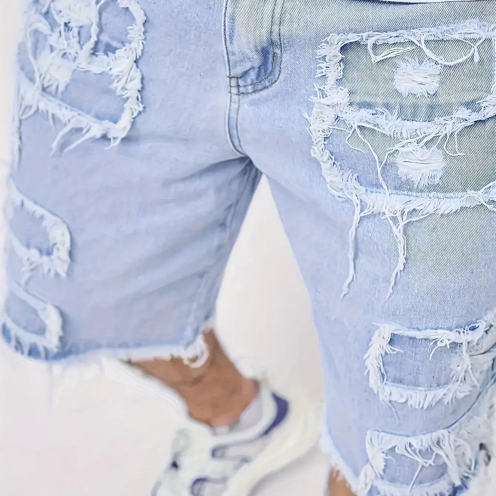 ⚡FrayDenim – Raw Hem Denim Shorts with Rips